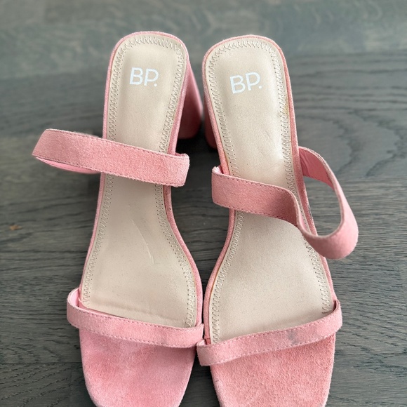 BP. Emmie Block Heel Slide Sandal Pink Creole Leather Upper Size 9 - Picture 2 of 9